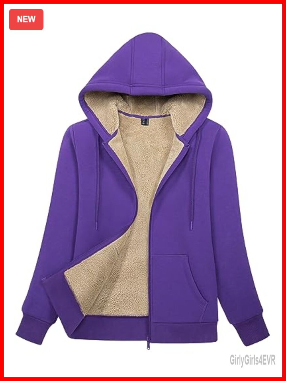 Sherpa Lined Full Zip Hoodie Women Warm Winter Fleece Jacket with Pockets